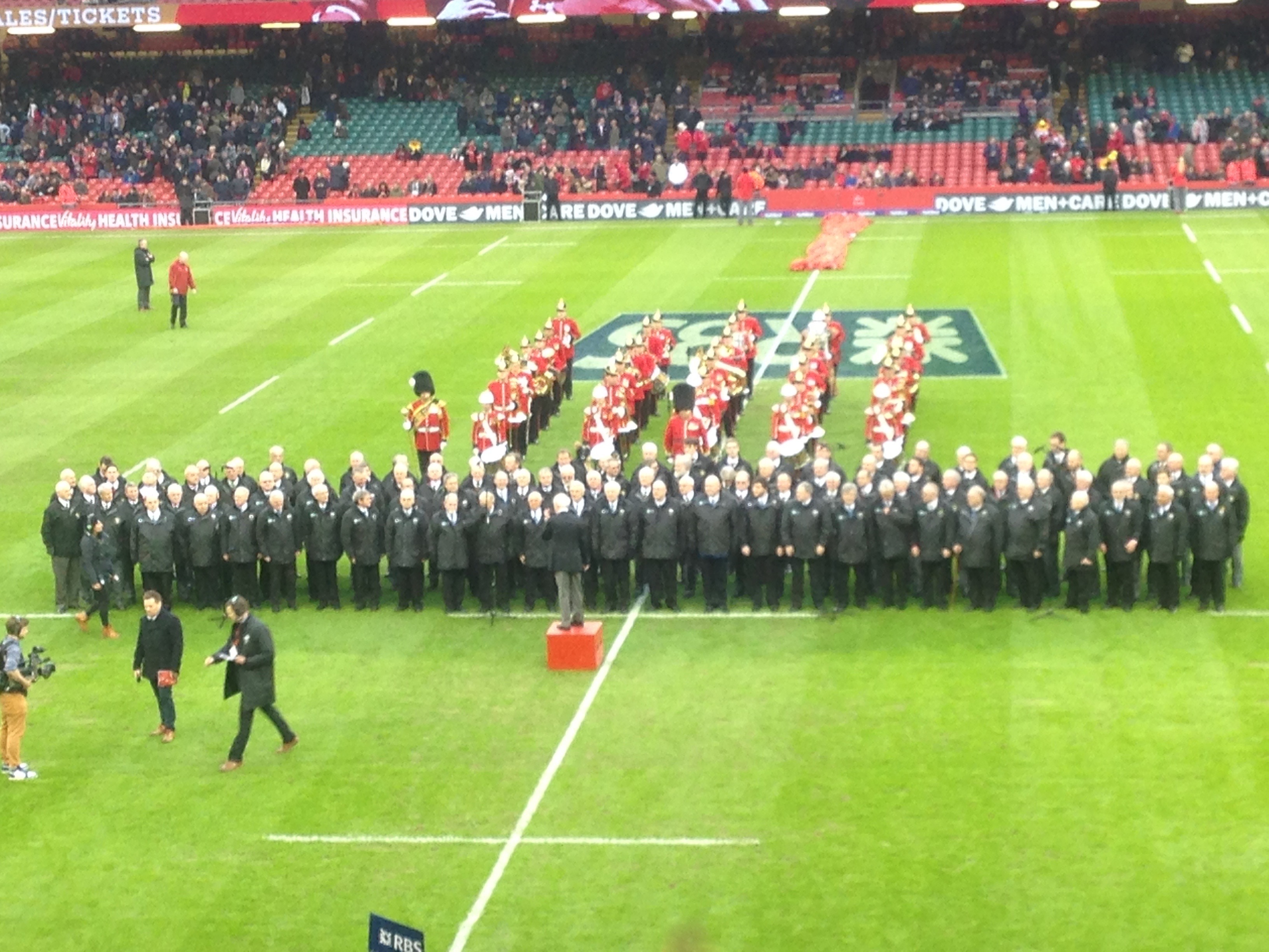 welsh male choir singing at wales england rugby game